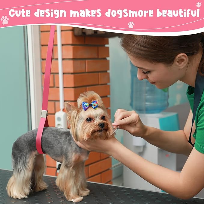 60 Pcs Cute Puppy Dog Hair Bows Small Bowknot Hair Bows with Rubber Bands Handmade Knot Accessories Pet Grooming Products for Holiday Birthday Gift(Tie Dye)