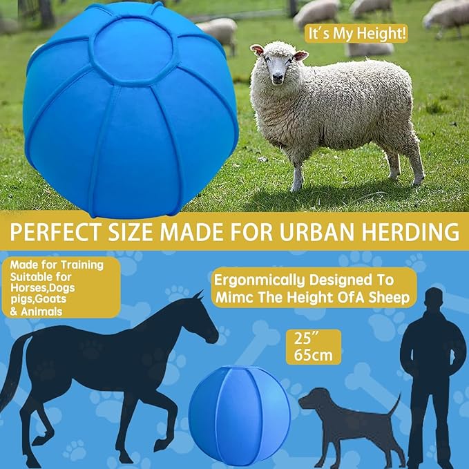 Herding Ball for Dogs, Dual Layered Herding Dog Ball Set for Australian Shepherd, Cattle, Collie, for Dog, Agility Equipment- Free Training Book