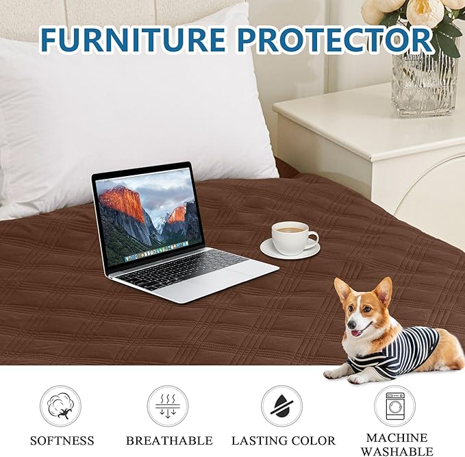 hyha Waterproof Dog Blanket, Reversible Pet Bed Blanket, Soft Sofa Couch Cover for Dogs Washable, Waterproof Pet Couch Covers for Sofa Puppy Cats Furniture Protector(30"x53", Brown/Brown)