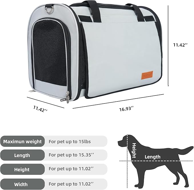 TWDEPART Cat Carrier Backpack - Multifunctional, Firm & Foldable with Roll-Up Shade, Breathable Design Includes Collapsible Bowl and Cushion (Light Grey)