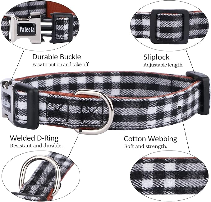 Faleela Soft &Comfy Bowtie Dog Collar,Detachable and Adjustable Bow Tie Collar,for Small Medium Large Pet (Small (Pack of 1), Black and Whit)