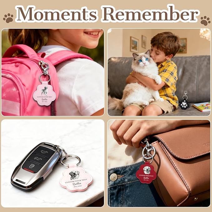 Eunigem Personalized Pet Memorial Gifts for Dogs Cats-Custom Dog Hair Keychain Paw Keychains for Dog Fur-Shaped Leather Keychain,Remembrance Accessory Pet Hair Keepsake for Bag or Key (Color-9)