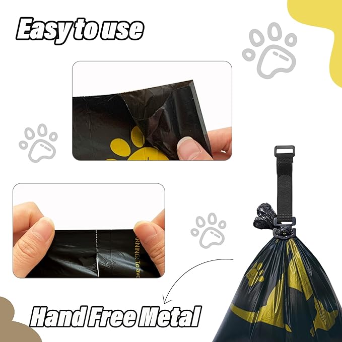 Metal Dog Poop Bag Holder w/Leash Clip|Durable Scratch-Resistant Aluminum|15 Bags+3 Accessories(Black)