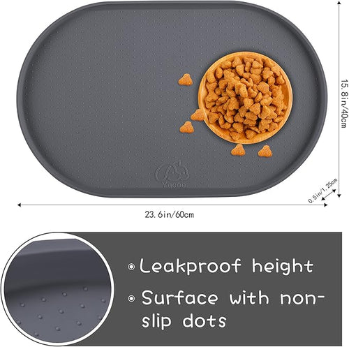 100% Waterproof 1.0" Raised Edge BPA Free Silicone Dog Food Mat, Pet Cat Feeding Mats Contain Spills Protects Floors, Placemats for Cats and Dogs Water Bowl Dishwasher XXL Large.