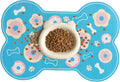 Dog Food Mat, 0.15” Thickened Super Absorbent Pet Feeding Mat for Food and Water, Fruit Donut Pattern Cat Placemat, Quick Dry Non-Slip Dog Bowl Mat, Water Splash Proof（Small Donut Blue）