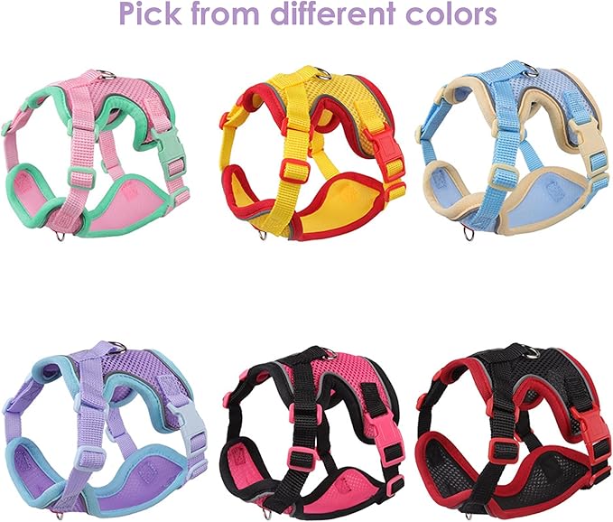Cat Harness and Leash Set for Walking – Escape-Proof Reflective Vest for Cats and Small Dogs, Adjustable Soft Air Mesh with Pressure-Reducing Design, 4.92ft (Light Brown & Blue, S)