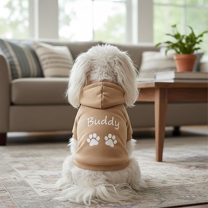 Personalized Dog Hoodie with Name/Text, Custom Embroidered or Printed Dog Sweater, Warm Winter Hoodie for Puppies, Cute Birthday Outfit, Unique Gift for Pet Lovers, A2