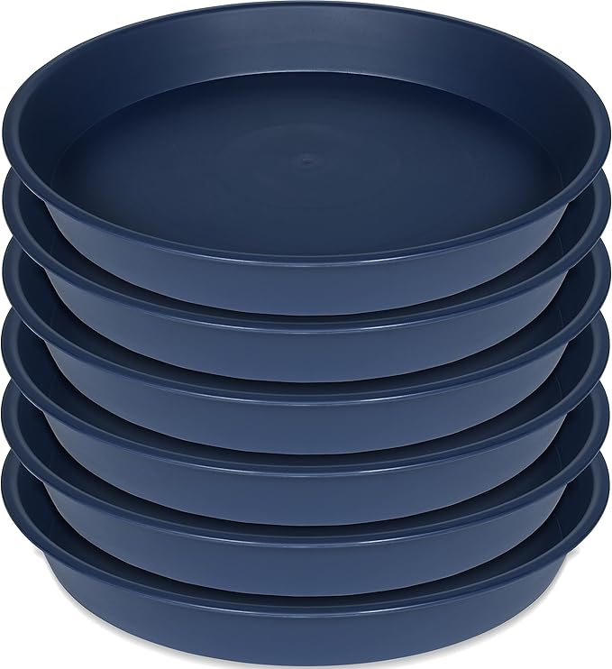 6 Pack of 7 inch Plant Saucer, Heavy Duty Plastic Plant Water Tray 7 inch Round, Flower Plant Saucers for Indoors No Holes, Plant Dishes Saucer for Planter 7"/8" (7", Blue)