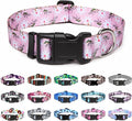 Mercano Adjustable Dog Collar - Special Design Patterns, Soft Nylon Comfortable Durable Pet Collar for Small Medium Large Dogs (L, Pink White Flower)