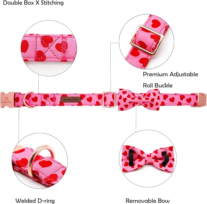 Lionheart Glory Valentine's Day Dog Collar with Bowtie for X-Small Dogs