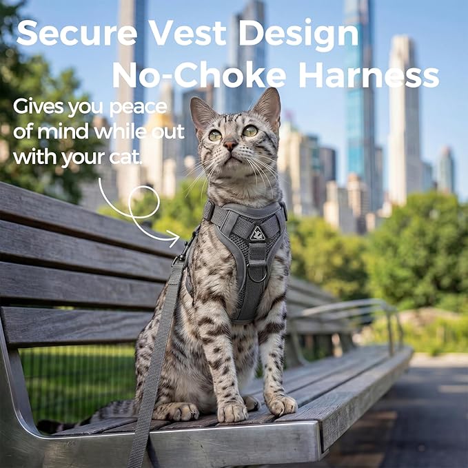 Cat Harness and Leash Set Escape Proof Tactical Small Kitten Harness Emotional Support Cat Vest, Grey, S