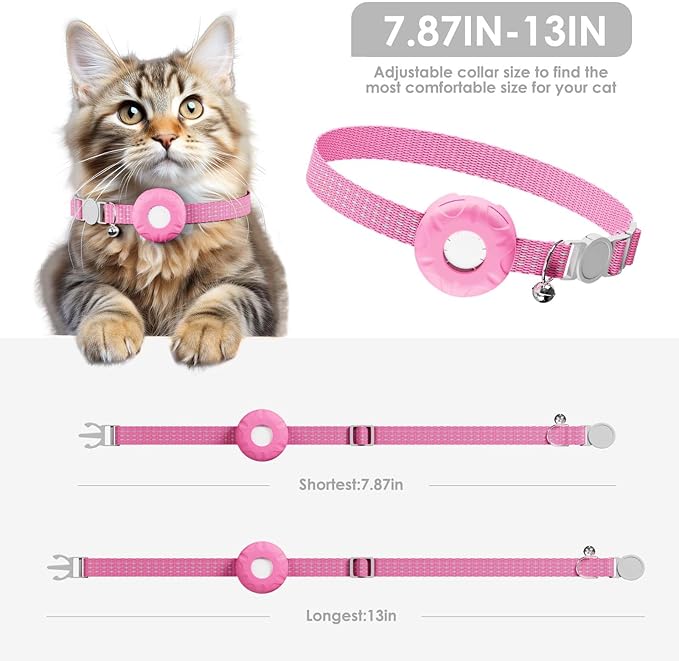 Cat Tracker, Lightweight Pet Tracker for Cats, Compatible with Apple Find My App(Only iOS), Real-Time Tracking, No Monthly Fee, Smart Alerts, Waterproof GPS Tracker for Cats