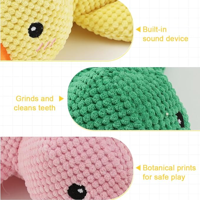 Dog Toys for Aggressive Chewers,2025 Upgraded Dog Chew Toys for Small Large Dogs,Indestructible Puppy Teething Toys,Plush Yellow Stuffed Duck Toy (Yellow, Medium)