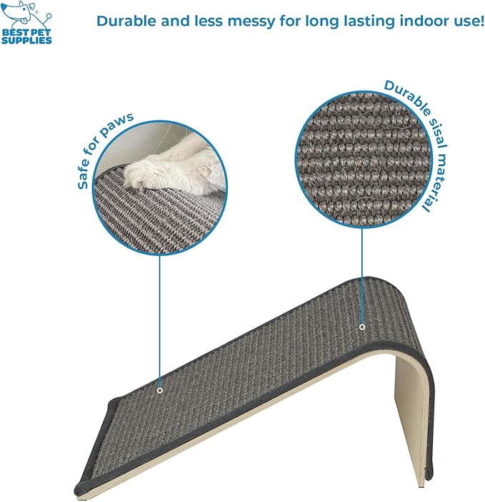 Best Pet Supplies Catify Cat Scratcher, Fun Interactive Scratchers, Posts, Poles, Claw Safe, Furniture Saver Indoor Play Support Natural Cat Behaviors Heavy Duty - Ramp (Gray)