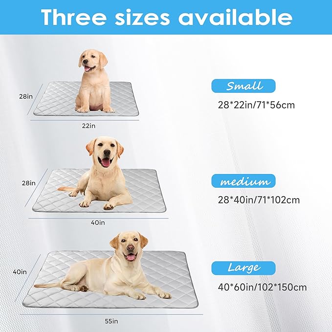 Dog Cooling Mat, Washable Dogs Cats Pet Non-Toxic Cooling Pads Summer Sleeping Kennel Mats，Pet Self Cool Ice Blanket for Indoor & Outdoor Dog Beach Essentials Light Gray Medium
