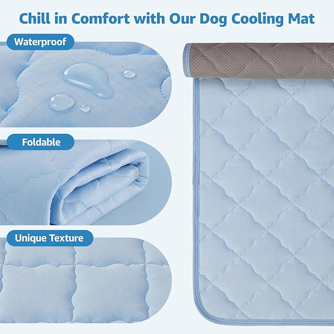 LOOBANI Dog Cooling Mat for Summer - 28" x 22" Self-Pet Cooling Pad for Small Medium Dog with Anti-Slip Bottom, Reusable Cool Mat for Dogs, Cats, Indoor & Outdoor Use, Couch, Bed, Kennels and Floor