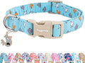 Faygarsle Funny Chicken Pattern Dog Collar, Cotton Fabric, Light Blue with Farm Animal Print for Small Medium Large Dogs S