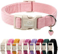 Cute Corduroy Dog Collar - Pink Adjustable Dog Collars for Large Dogs 50-80lbs, Fade-Proof with Secure Snap & Little Charm, Christmas Birthday Gift, L