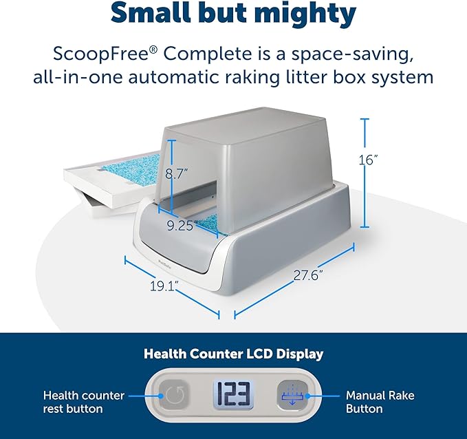 PetSafe ScoopFree Crystal Pro Legacy Self-Cleaning Automatic Litter Box - Top-Entry Motion-Sensing Cat Box with Integrated Health Counter - Includes 1 Disposable Crystal Litter Tray