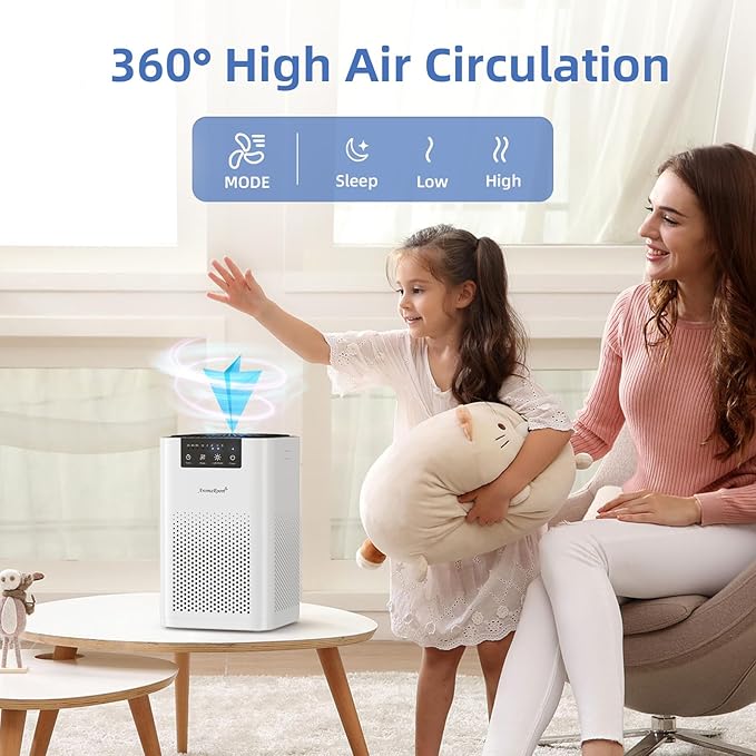 AromaRoom Air Purifiers for Bedroom with 3-in-1 HEPA Filter, Air Purifiers for Home Pet Pee Smell with Aromatherapy, Quiet 360° Airflow Air Cleaner for Office, Dorm, Apartment, Kitchen, AP102 White