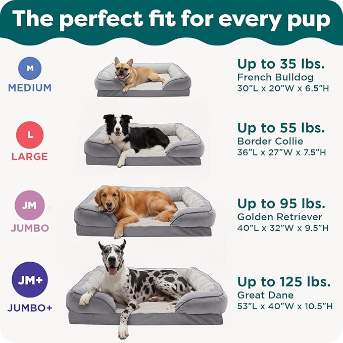 Furhaven Memory Foam Dog Bed for Medium/Small Dogs w/ Removable Bolsters & Washable Cover, For Dogs Up to 35 lbs - Plush & Velvet Waves Perfect Comfort Sofa - Celadon Green, Medium