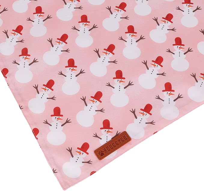 ADOGGYGO Pink Christmas Dog Bandanas 2 Pack, Reversible Santa Snowman Xmas Scarf Bib, Adjustable Fit Pink Christmas Bandana for Small Dogs Girl (Small)