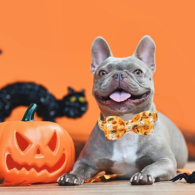 Halloween Dog Collar, Pet Collar Bow Fall Puppy Collar Girl Boy Holiday Pet Collars Gift Bow Cute Soft Puppy Collar for Medium Dogs