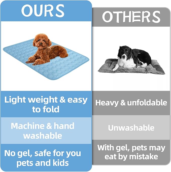 Dog Cooling Mat,2025 Upgrade Pet Cooling Mat for Dogs Cats,Summer Ice Silk Cool Mats & Sleeping Pad for Indoor or Outdoor,Perfect as Blanket for Kennel Sofa Bed Floor Car (Grey, X-Large, 38"x26.5")
