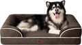 EHEYCIGA Orthopedic XL Dog Beds, Waterproof Memory Foam Dog Bed for Extra Large Dogs, Non-Slip Bottom and Egg-Crate Foam Big Pet Couch Bed with Washable Removable Cover, Brown