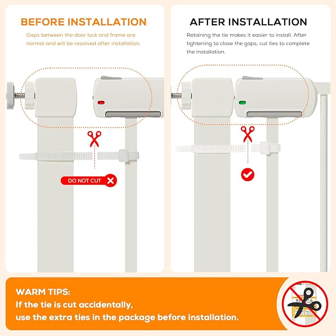 29.5-54.2" Magnetic Baby Gate for Stairs, Baby Safety Essentials, Auto Close Gate for Doorways, Easy Install Pressure Mounted Dog Gate Indoor, Pet Gates for Dogs, White