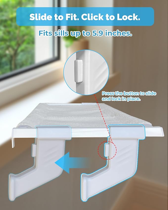Heavy-Duty Window Sill Perch – All-Metal Frame Supports up to 120 lbs – Durable, Easy-to-Assemble Cat Hammock for Large and Multiple Cats (XL 1PC)