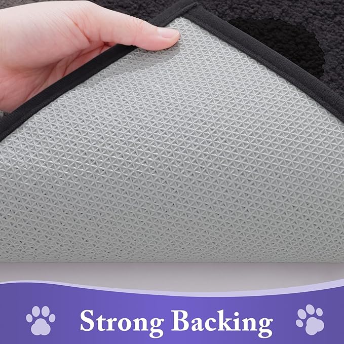 Buganda Dog Door Mat for Muddy Paws, Absorbent Dirt Trapper Non Slip Indoor Doormats, Washable Low-Profile Mat for Mud Dogs, Entryway Carpet for Inside Floor (30x20 Inches, Black)
