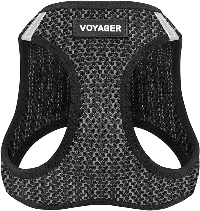 Best Pet Supplies - All Weather Mesh/Plush, Reflective, No Pull Harness for Small, Medium Dogs, Cats - Secure with Hook & Loop Fastener, Buckle, Double D-Rings - Gray 2-Tone, S