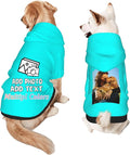 Custom Dog Hoodie Add Your Design Soft & Warm Personalized Photo Text Logo Name Dog Clothes for Puppy Sweatshirt Hooded for Small Medium Large Dogs Girl/Boy Cats Cyan