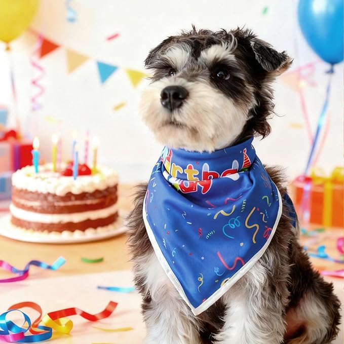 Birthday Dog Bandanas Boy,Blue Reflective Dogs Scarfs for Birthday Party Decorations Supplies for Dogs Pet Accessories,Cat Dogs Triangle Pet Scarves for Small Dogs Outfit,S