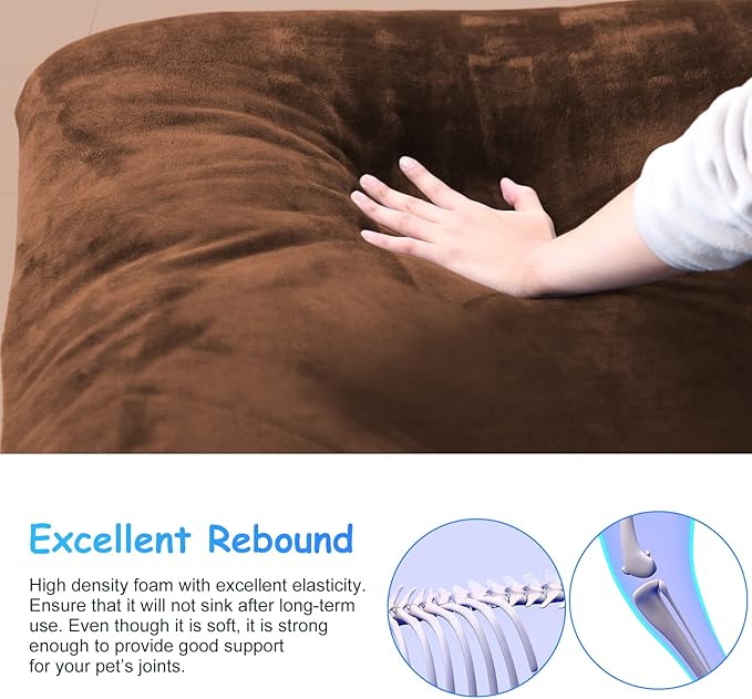 Magic Dog Super Soft Large Dog Bed Orthopedic Pet Beds 39 Inch Washable Anti Slip Dog Sleeping Mattress with Removable Cover, Dark Brown L