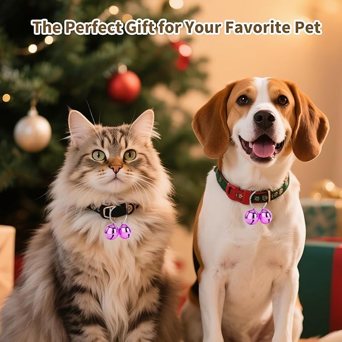 Dog Collar Bells, 2 Pack Extra Loud Dog & Cat Bells for Tracking & Safety, Stainless Steel Pet Tracker Training Bells for Small Medium Large Dogs & Cats (Purple)