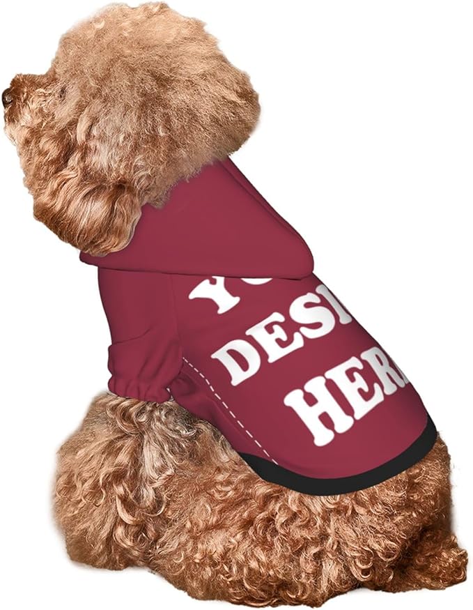 Personalized Dog Hoodie, Custom Dog Costumes for Small Dogs, Holiday Happy Dog Clothes Football Pet Shirt Sweater with Name Number for Girl/Boy Cats/Kitten, Wine, XS