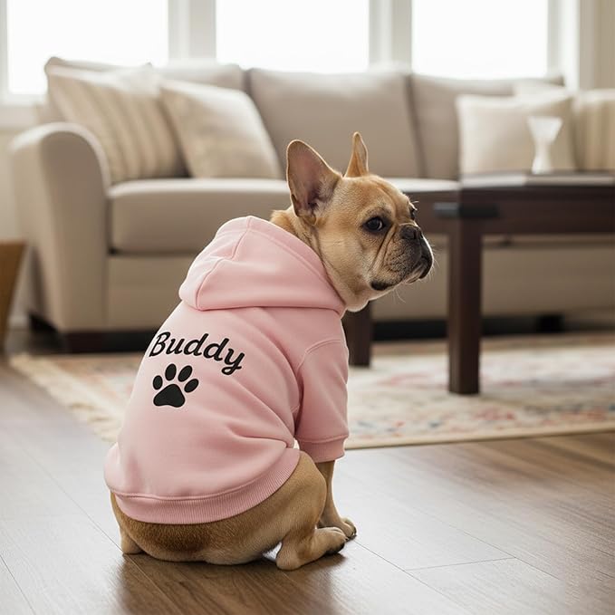 Personalized Dog Hoodie with Name/Text, Custom Embroidered or Printed Dog Sweater, Warm Winter Hoodie for Puppies, Cute Birthday Outfit, Unique Gift for Pet Lovers, A1
