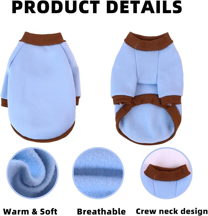 Custom Dog Hoodie, Personalized Sweatshirt with Photo Text Name Logo, Customized Hooded Sweater for Small Medium Large Dogs & Cats (Blue + Brown Border, Medium)