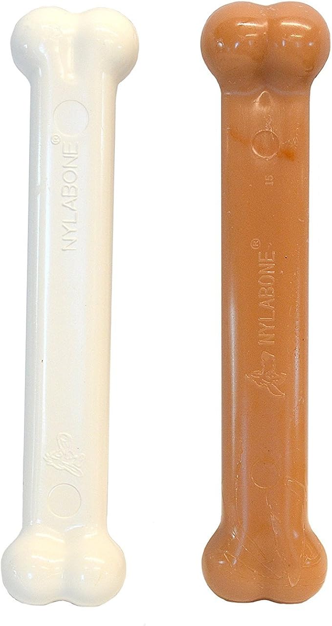 Nylabone Original Bone Power Chew Toy for Dogs, Durable Dog Toys for Aggressive Chewers, Basted Blast Chicken Flavor, Large - Up to 50 lbs, 2 Pack