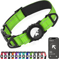 Joytale Airtag Dog Collar, Reflective Pet Collar with Waterproof AirTag Holder, Dual D-Rings, Soft Padded Adjustable for Medium Dogs, Green, M