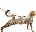 Tactical Cat Harness and Leash for Walking Escape Proof Breathable Mesh Fabric, Green Jungle Camo, Large, Adjustable Cat Walking Jackets, Padded Stylish Cat Vest