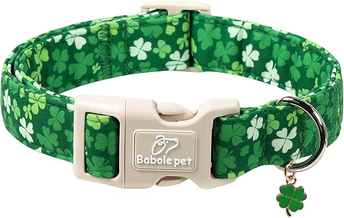 St. Patrick's Day Dog Collar for Small Dogs - Bold Green Lucky Clover Dog Collars, Cute Irish Party Shamrock Puppy Collar, Lightweight Adjustable St. Patricks Day Pet Collars S
