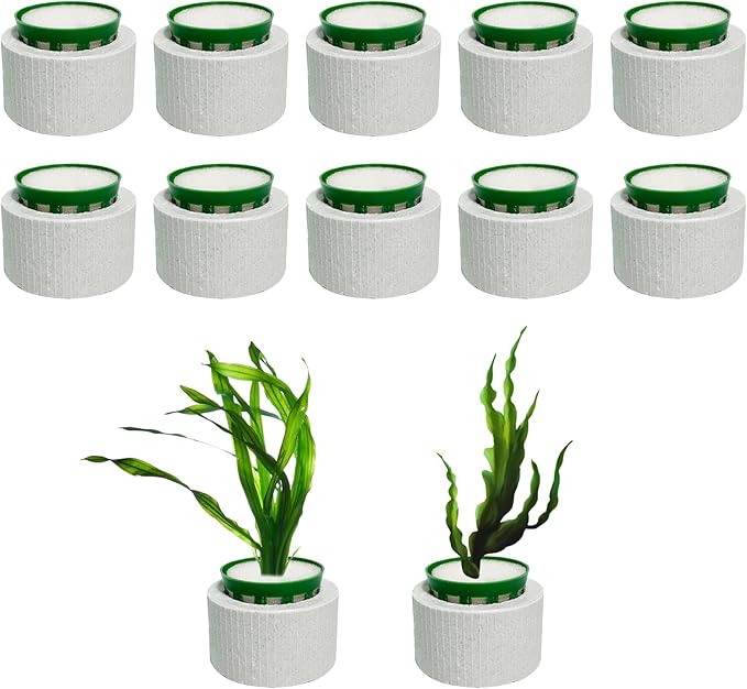 12 Pack New Upgrade Aquarium Plant Weights, Aquatic Plants Fixed Ring Set, Anti-Floating Ceramic Aquarium Plant Rings, Aquarium Landscape Decoration Fish Tank Accessories 1.8 x 1.3 Inch