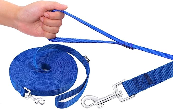 AMAGOOD Dog Leashes Heavy Duty 15ft 20ft 30ft 50ft 100ft Long Leashes-for Training,Tie Out(100Feet x 1Inch,Blue)