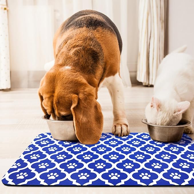 Dog Food Mat 24X32 Inch Pet Feeding Absorbent Mats for Floor Cat Water Bowl Placemats Non-Slip Washable Dog Mat for Food and Water