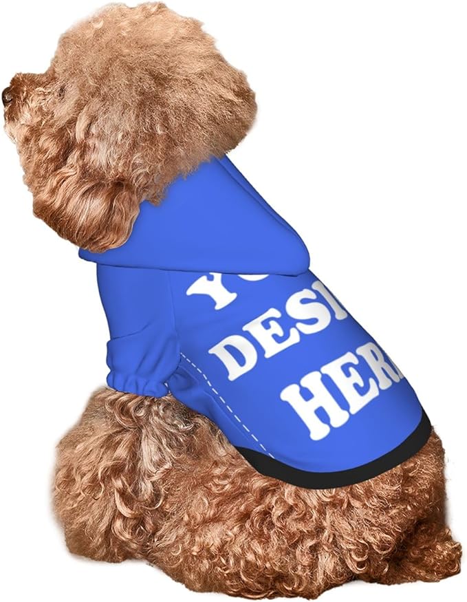 Dog Clothes, Custom Dog Hooded Sweatshirt, Personalized Pet Costume Robe Shirt with Text/Image/Club Name/Pet Shop Logo for Small Medium Large Dogs and Cats, RoyalBlue, L