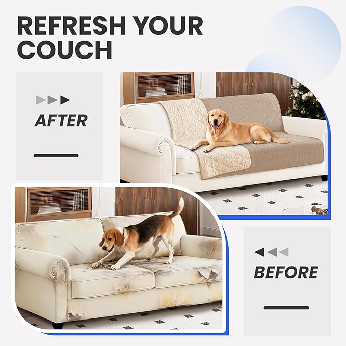 Waterproof Dog Blanket, Non-Slip Soft Pet Bed Cover, Couch Cover for Dogs Washable, Protects Sofa, Furniture, Crate, Car, Tear Resistant Leakproof Pet Blanket (40x50 Inch, Khaki)