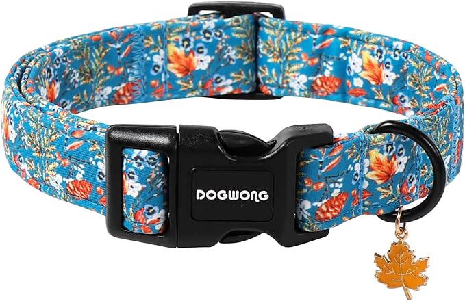 DOGWONG Fall Maple Dog Collar- Cute Classic Fall Autumn Flower Dog Collars Adjustable Fall Dog Collar for Small Medium Large Dogs L